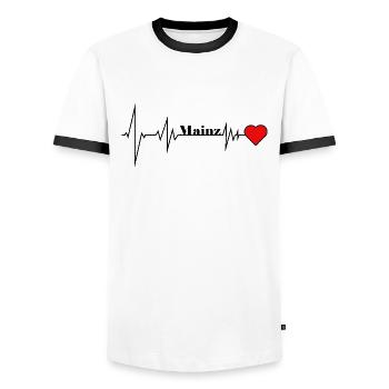 Mainz im Herzen - Männer Kontrast-T-Shirt - Weiß/Schwarz - Vorne - AI Model Female 172 light (172cm) & AI Model Male 178 dark (178cm)