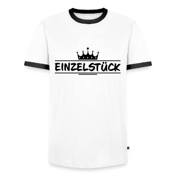 Einzelstück Krone - Männer Kontrast-T-Shirt - Weiß/Schwarz - Vorne - AI Model Female 172 light (172cm) & AI Model Male 178 dark (178cm)