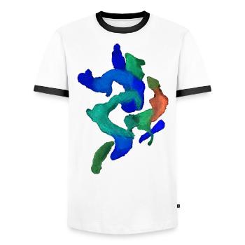 Colors Abstract - Men's Ringer Shirt - white/black - Front - AI Model Female 172 light (172cm) & AI Model Male 178 dark (178cm)