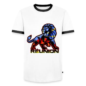 La Réunion Style Cadeau Drapeau - T-shirt contrasté Homme - blanc/noir - Devant - AI Model Female 172 light (172cm) & AI Model Male 178 dark (178cm)