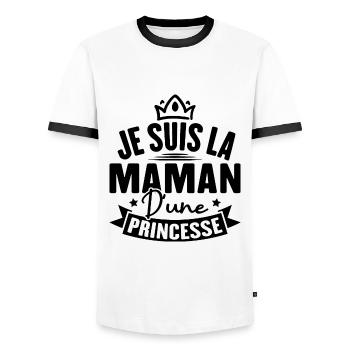 Je suis la maman d une princesse - T-shirt contrasté Homme - blanc/noir - Devant - AI Model Female 172 light (172cm) & AI Model Male 178 dark (178cm)