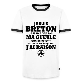 Je suis Breton - T-shirt contrasté Homme - blanc/noir - Devant - AI Model Female 172 light (172cm) & AI Model Male 178 dark (178cm)