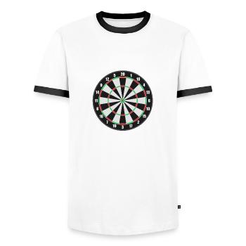Dartboard darts data lover motif gift idea - Men's Ringer Shirt - white/black - Front - AI Model Female 172 light (172cm) & AI Model Male 178 dark (178cm)