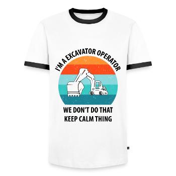 Excavatrice Conducteur d’excavatrice Camion d’excavatrice - T-shirt contrasté Homme - blanc/noir - Devant - AI Model Female 172 light (172cm) & AI Model Male 178 dark (178cm)