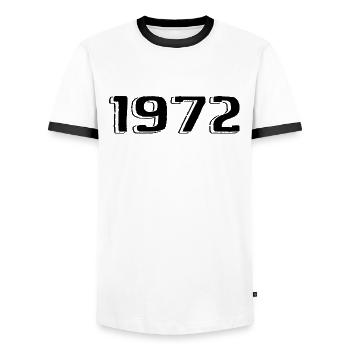 Vintage 1972 Naissance Anniversaire Rétro 1972 - T-shirt contrasté Homme - blanc/noir - Devant - AI Model Female 172 light (172cm) & AI Model Male 178 dark (178cm)