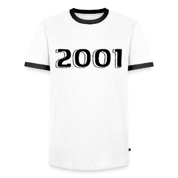 Jahrgang 2001 geboren Geburtstag Retro 2001 - Männer Kontrast-T-Shirt - Weiß/Schwarz - Vorne - AI Model Female 172 light (172cm) & AI Model Male 178 dark (178cm)