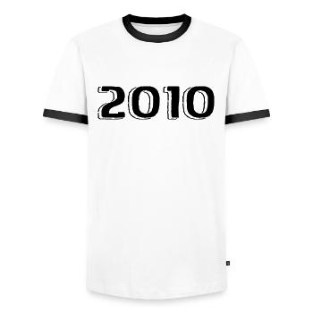 Millésime 2010 Naissance Anniversaire Rétro 2010 - T-shirt contrasté Homme - blanc/noir - Devant - AI Model Female 172 light (172cm) & AI Model Male 178 dark (178cm)