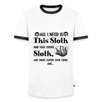 Tout ce dont j'ai besoin c'est ce paresseux et cet autre paresseux - T-shirt contrasté Homme - blanc/noir - Devant - AI Model Female 172 light (172cm) & AI Model Male 178 dark (178cm)