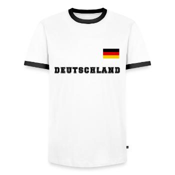 Germany jersey look with flag national flag - Men's Ringer Shirt - white/black - Front - AI Model Female 172 light (172cm) & AI Model Male 178 dark (178cm)
