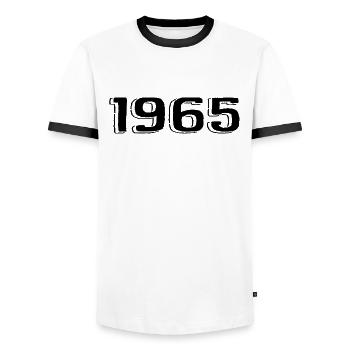 Jahrgang 1965 geboren Geburtstag Retro 1965 - Männer Kontrast-T-Shirt - Weiß/Schwarz - Vorne - AI Model Female 172 light (172cm) & AI Model Male 178 dark (178cm)