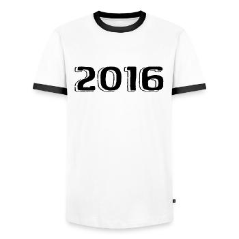 Millésime 2016 Naissance Anniversaire Rétro 2016 - T-shirt contrasté Homme - blanc/noir - Devant - AI Model Female 172 light (172cm) & AI Model Male 178 dark (178cm)