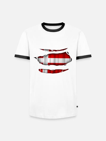 Denmark flag torn 017 - Men's Ringer Shirt - white/black