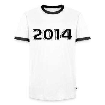 Jahrgang 2014 geboren Geburtstag Retro 2014 - Männer Kontrast-T-Shirt - Weiß/Schwarz - Vorne - AI Model Female 172 light (172cm) & AI Model Male 178 dark (178cm)