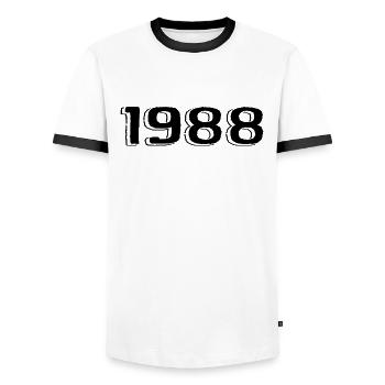 Jahrgang 1988 geboren Geburtstag Retro 1988 - Männer Kontrast-T-Shirt - Weiß/Schwarz - Vorne - AI Model Female 172 light (172cm) & AI Model Male 178 dark (178cm)
