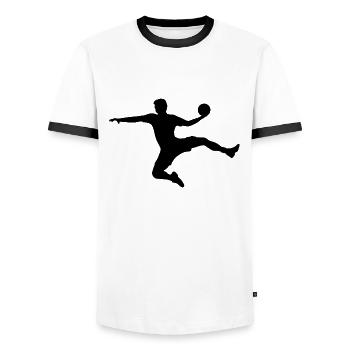 HANDBALLER gift club club player coach - Men's Ringer Shirt - white/black - Front - AI Model Female 172 light (172cm) & AI Model Male 178 dark (178cm)