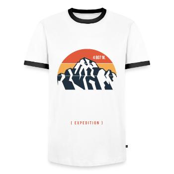 Mont Blanc Chamonix Alpinisme Randonnée - T-shirt contrasté Homme - blanc/noir - Devant - AI Model Female 172 light (172cm) & AI Model Male 178 dark (178cm)