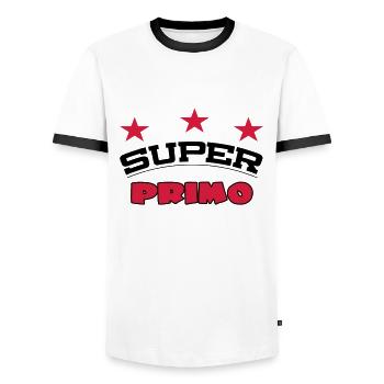 Super primo - T-shirt contrasté Homme - blanc/noir - Devant - AI Model Female 172 light (172cm) & AI Model Male 178 dark (178cm)