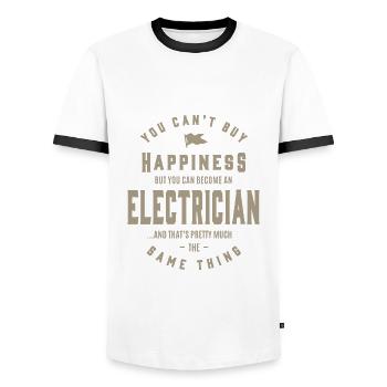 Electrician - Men's Ringer Shirt - white/black - Front - AI Model Female 172 light (172cm) & AI Model Male 178 dark (178cm)