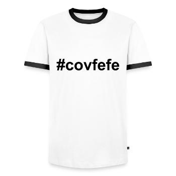 #covfefe - black - Männer Kontrast-T-Shirt - Weiß/Schwarz - Vorne - AI Model Female 172 light (172cm) & AI Model Male 178 dark (178cm)