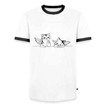 Angel cats gift idea - Men's Ringer Shirt - white/black - Front - AI Model Female 172 light (172cm) & AI Model Male 178 dark (178cm)