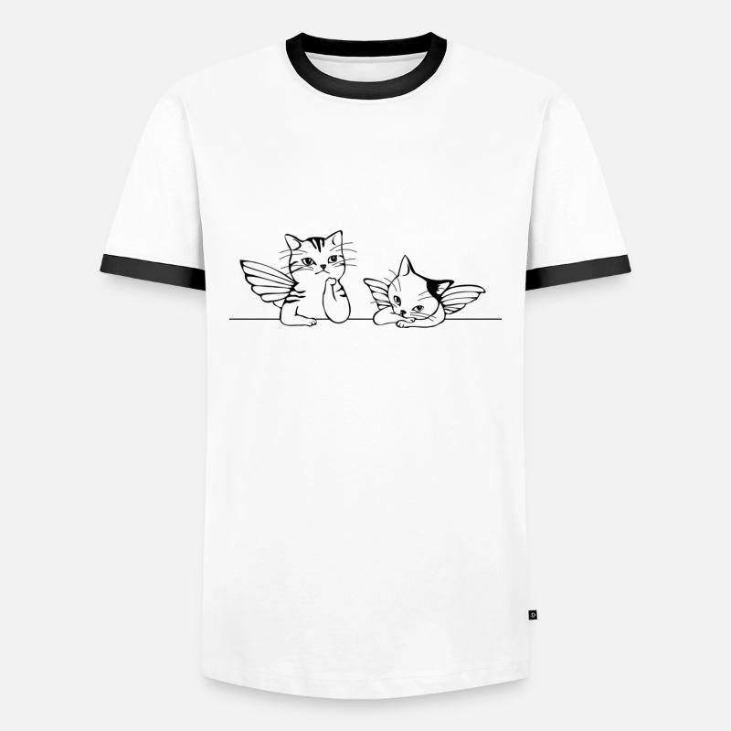 Engelkatzen Geschenkidee - Männer Kontrast-T-Shirt - Weiß/Schwarz