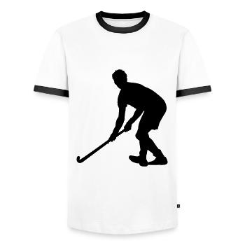 Hockey Feldhockey Geschenkidee - Männer Kontrast-T-Shirt - Weiß/Schwarz - Vorne - AI Model Female 172 light (172cm) & AI Model Male 178 dark (178cm)