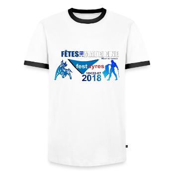 FESTAIRES 2018 - T-shirt contrasté Homme - blanc/noir - Devant - AI Model Female 172 light (172cm) & AI Model Male 178 dark (178cm)