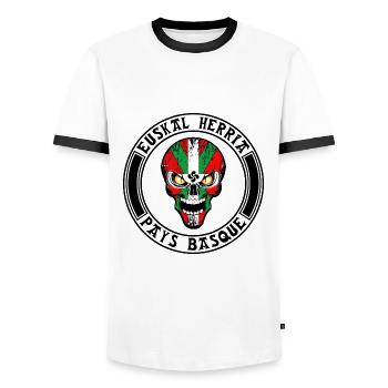 basque skull 09 - T-shirt contrasté Homme - blanc/noir - Devant - AI Model Female 172 light (172cm) & AI Model Male 178 dark (178cm)