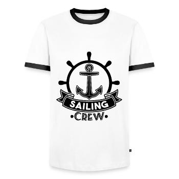 SAILING CREW - Men's Ringer Shirt - white/black - Front - AI Model Female 172 light (172cm) & AI Model Male 178 dark (178cm)