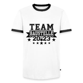 Équipe Construction Site 2023 Construction de maison Travailleurs de la construction de maison de rêve - T-shirt contrasté Homme - blanc/noir - Devant - AI Model Female 172 light (172cm) & AI Model Male 178 dark (178cm)