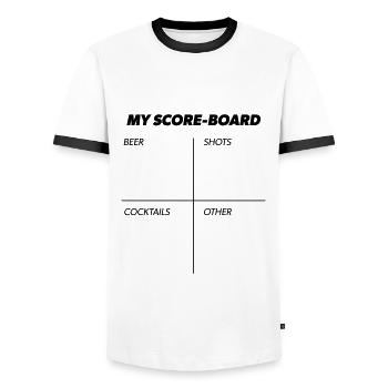 Mon tableau des scores – Pour l’enterrement de vie de garçon de l’équipe Bräutigam - T-shirt contrasté Homme - blanc/noir - Devant - AI Model Female 172 light (172cm) & AI Model Male 178 dark (178cm)
