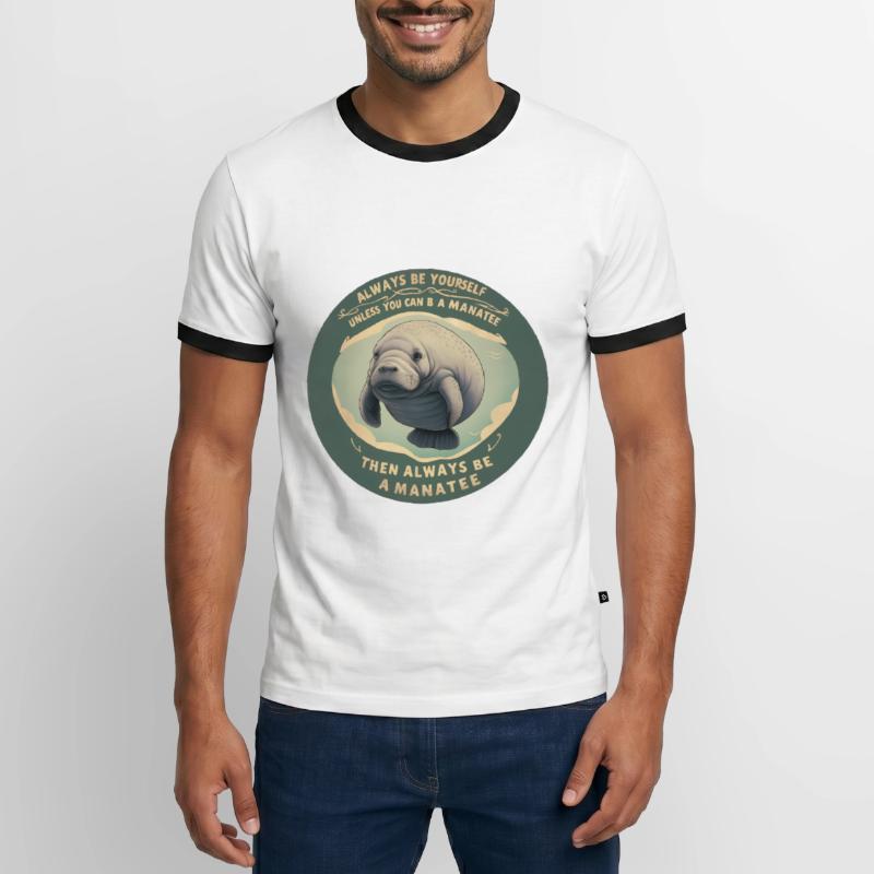 Sei Du selbst oder sei ein Manatee Lebensweisheit Männer Kontrast-T-Shirt