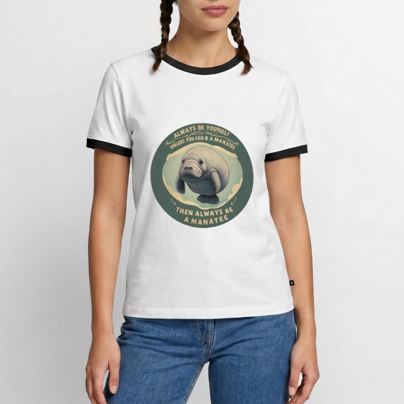 Sei Du selbst oder sei ein Manatee Lebensweisheit Männer Kontrast-T-Shirt