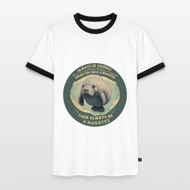 Sei Du selbst oder sei ein Manatee Lebensweisheit Männer Kontrast-T-Shirt