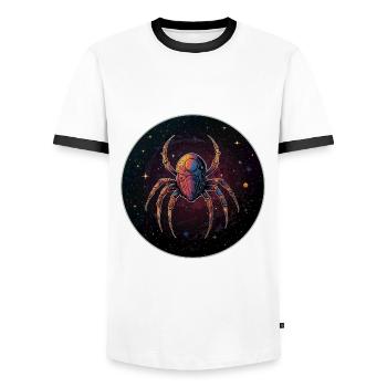 Space spider in space in orbit - Men's Ringer Shirt - white/black - Front - AI Model Female 172 light (172cm) & AI Model Male 178 dark (178cm)