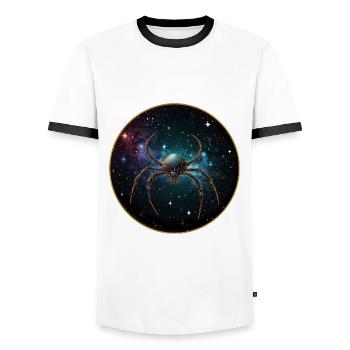 Space spider in space in orbit - Men's Ringer Shirt - white/black - Front - AI Model Female 172 light (172cm) & AI Model Male 178 dark (178cm)