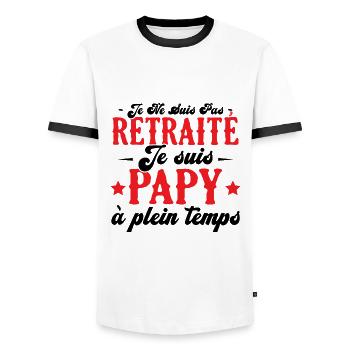Je ne suis pas retraité je suis papy à plein temps - T-shirt contrasté Homme - blanc/noir - Devant - AI Model Female 172 light (172cm) & AI Model Male 178 dark (178cm)