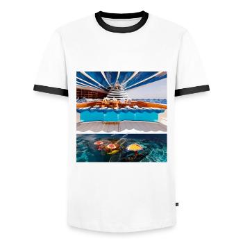Urlaub am Meer - Männer Kontrast-T-Shirt - Weiß/Schwarz - Vorne - AI Model Female 172 light (172cm) & AI Model Male 178 dark (178cm)