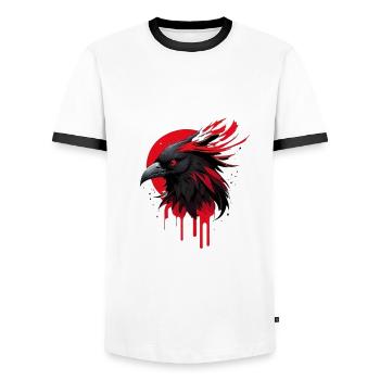 Oiseau fantastique rouge-noir - T-shirt contrasté Homme - blanc/noir - Devant - AI Model Female 172 light (172cm) & AI Model Male 178 dark (178cm)
