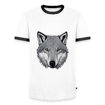 Wolf - Männer Kontrast-T-Shirt - Weiß/Schwarz - Vorne - AI Model Female 172 light (172cm) & AI Model Male 178 dark (178cm)