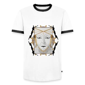Boho-style face - Men's Ringer Shirt - white/black - Front - AI Model Female 172 light (172cm) & AI Model Male 178 dark (178cm)