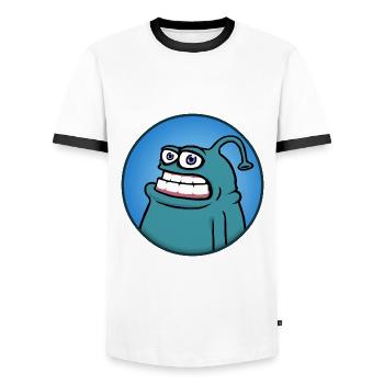 Mampfredo - Men's Ringer Shirt - white/black - Front - AI Model Female 172 light (172cm) & AI Model Male 178 dark (178cm)