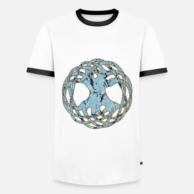lebensbaum e 55 - Männer Kontrast-T-Shirt - Weiß/Schwarz