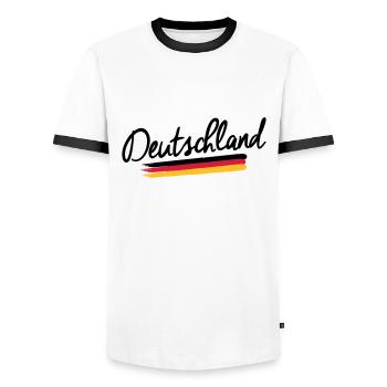 Allemagne - Allemagne - drapeau de la République - T-shirt contrasté Homme - blanc/noir - Devant - AI Model Female 172 light (172cm) & AI Model Male 178 dark (178cm)