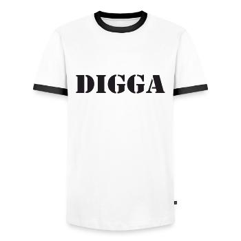 Digga - Ami, frère et copain Design - T-shirt contrasté Homme - blanc/noir - Devant - AI Model Female 172 light (172cm) & AI Model Male 178 dark (178cm)