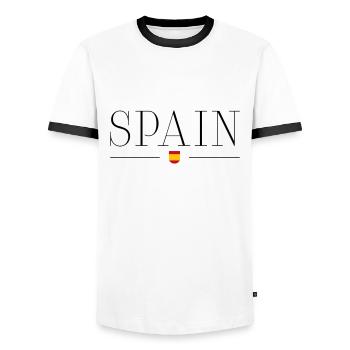 Spain - Men's Ringer Shirt - white/black - Front - AI Model Female 172 light (172cm) & AI Model Male 178 dark (178cm)