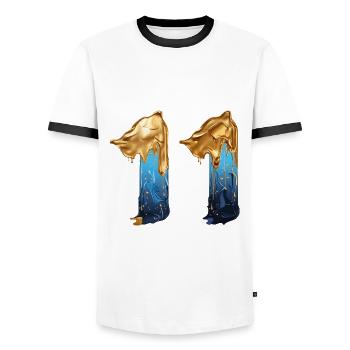 NON. 11 NUMÉRO 11 COOL 11E ANNIVERSAIRE - T-shirt contrasté Homme - blanc/noir - Devant - AI Model Female 172 light (172cm) & AI Model Male 178 dark (178cm)