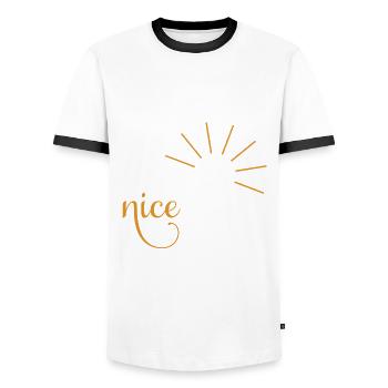 Bonne journée - T-shirt contrasté Homme - blanc/noir - Devant - AI Model Female 172 light (172cm) & AI Model Male 178 dark (178cm)