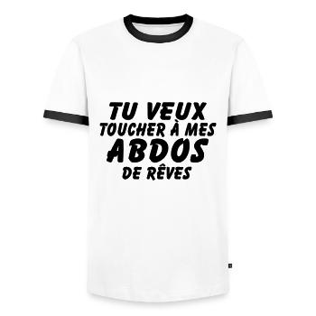 abdos de reves - T-shirt contrasté Homme - blanc/noir - Devant - AI Model Female 172 light (172cm) & AI Model Male 178 dark (178cm)