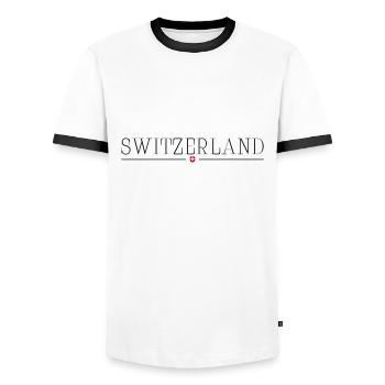 Schweiz Switzerland - Men's Ringer Shirt - white/black - Front - AI Model Female 172 light (172cm) & AI Model Male 178 dark (178cm)